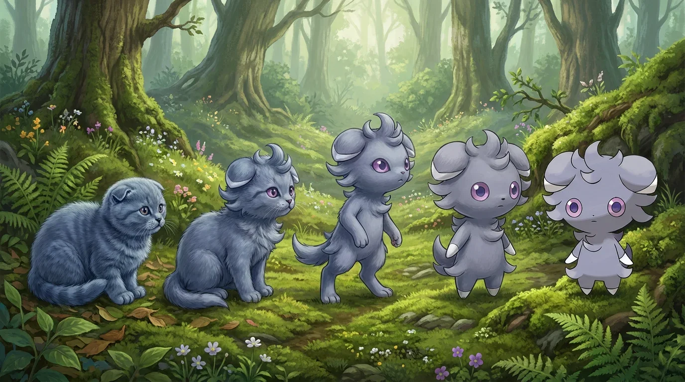 A scottish fold kitten turning into Espurr