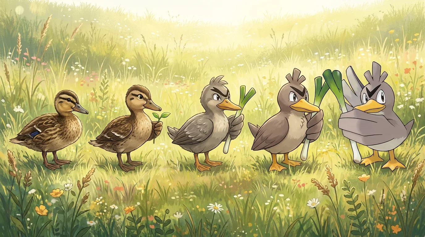 A young wild duck turning into Farfetch'd