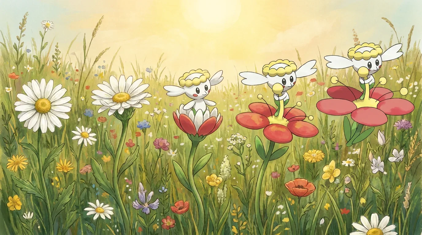 A white daisy flower turning into Flabebe
