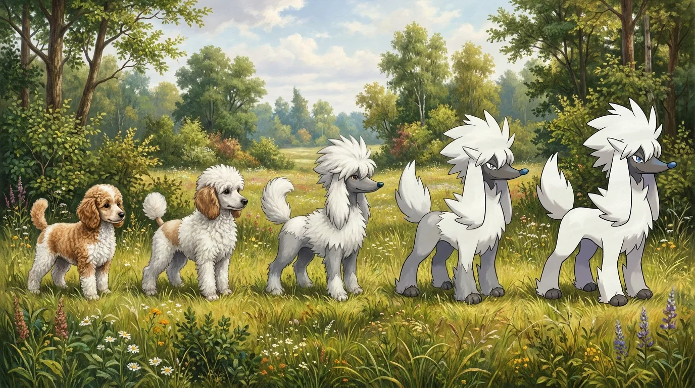 A poodle puppy turning into Furfrou