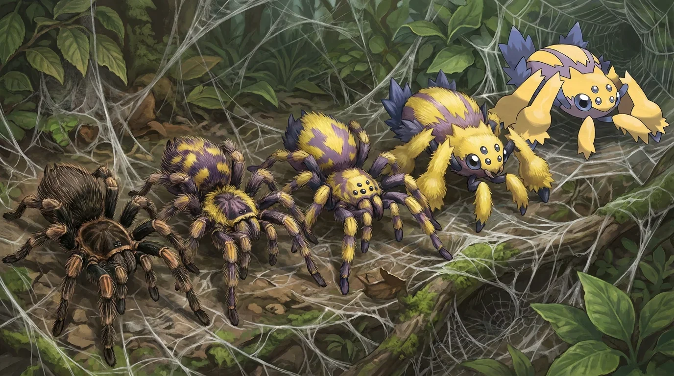 A adult tarantula turning into Galvantula