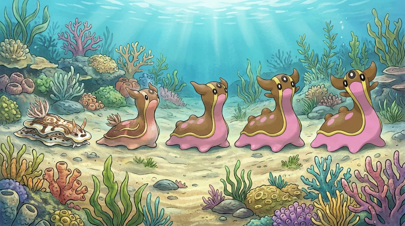 A sea slug turning into Gastrodon