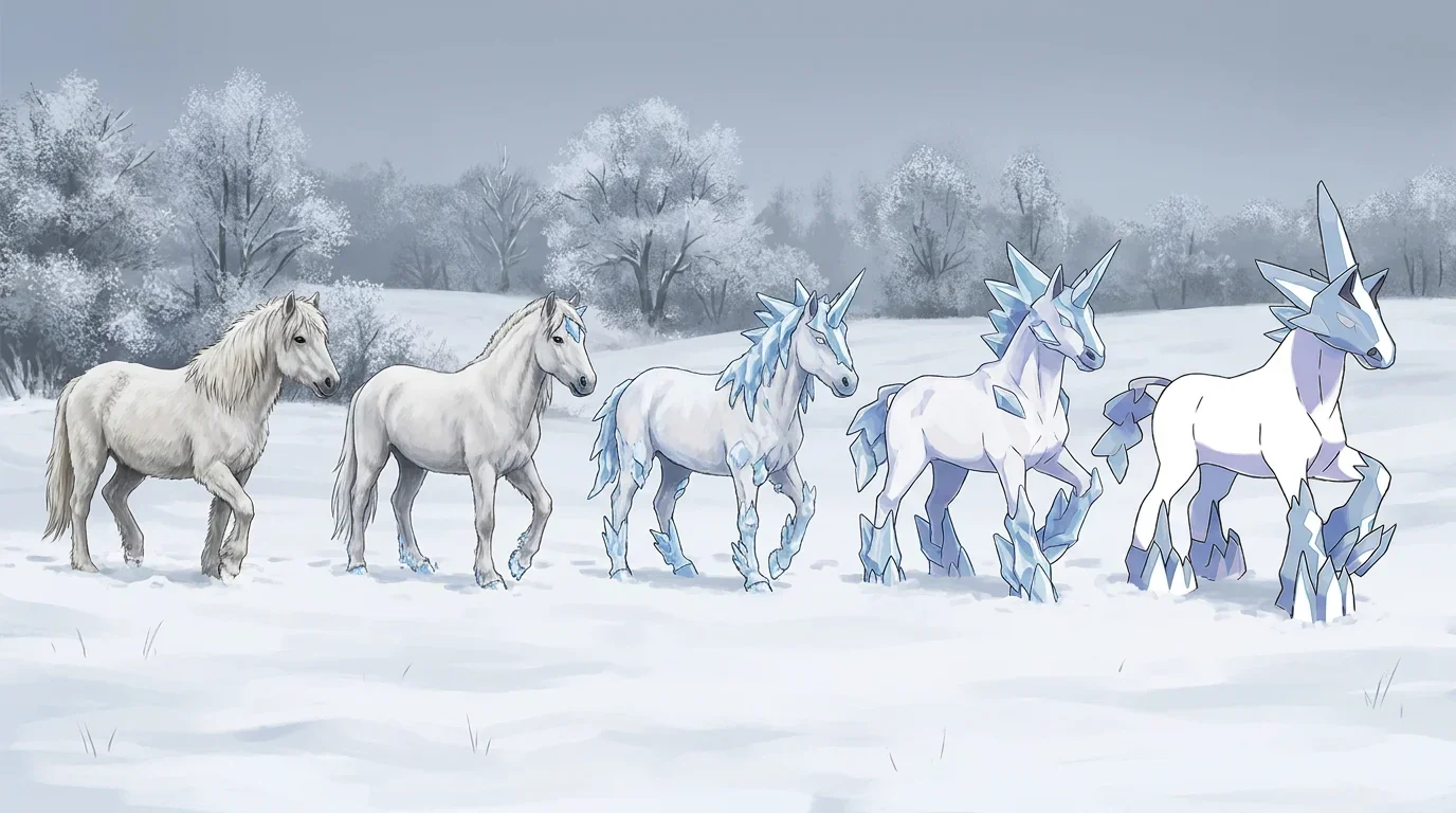 A white horse turning into Glastrier