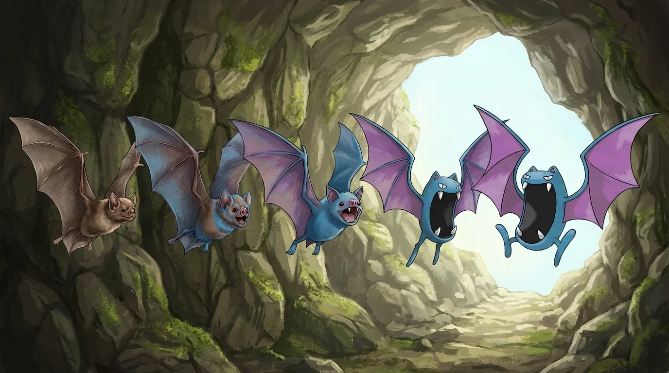 A vampire bat turning into Golbat