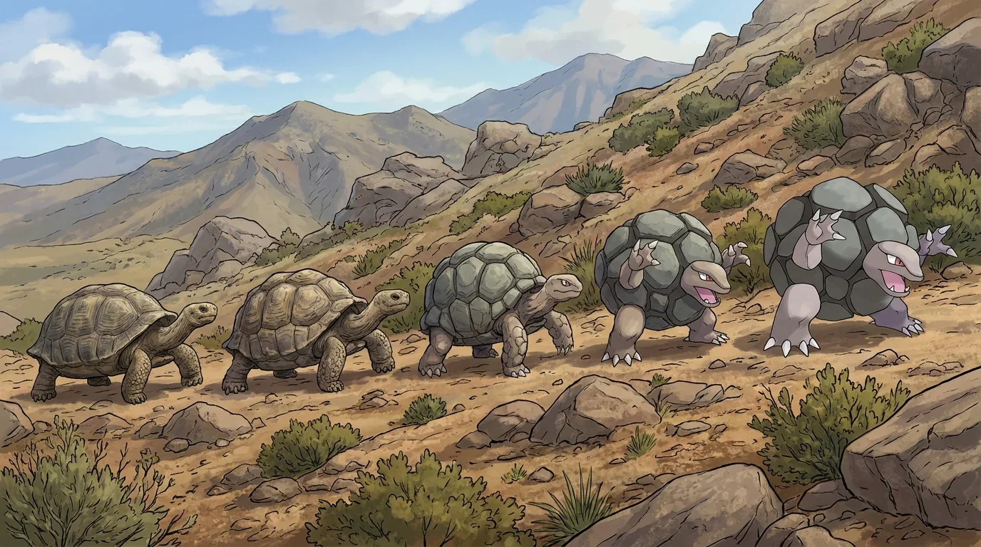 A galapagos giant tortoise turning into Golem