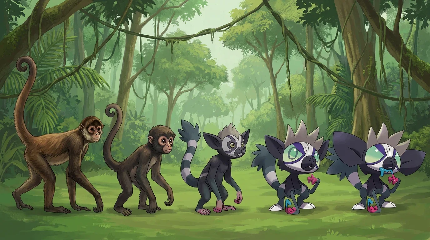 A adult spider monkey turning into Grafaiai