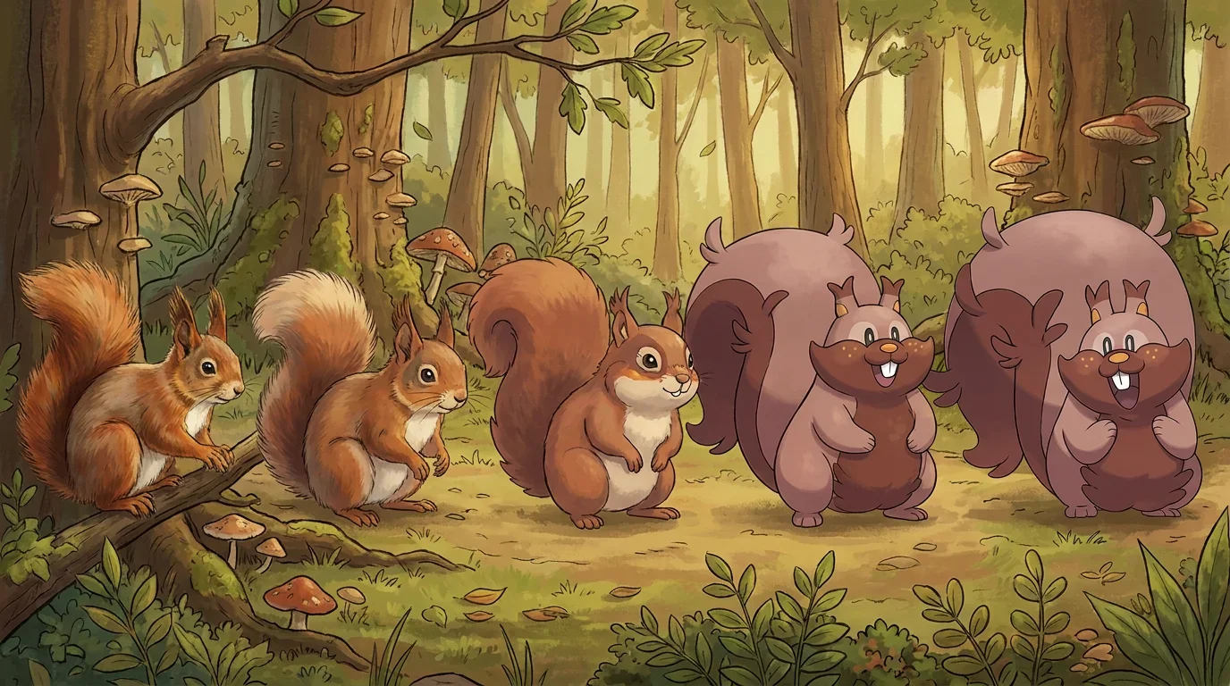 A eurasian red squirrel turning into Greedent