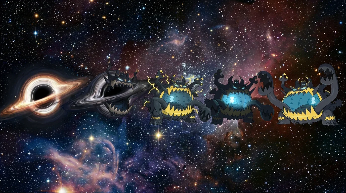 A black hole turning into Guzzlord