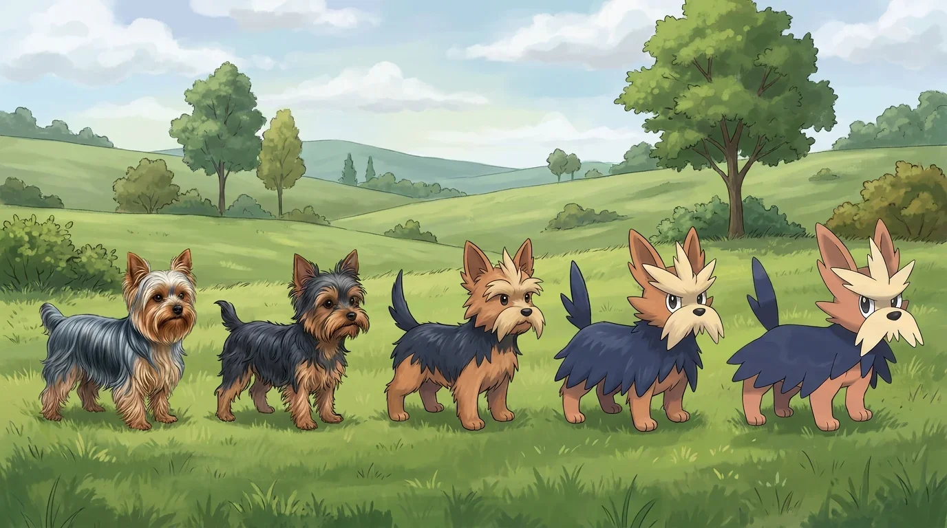 A yorkshire terrier turning into Herdier