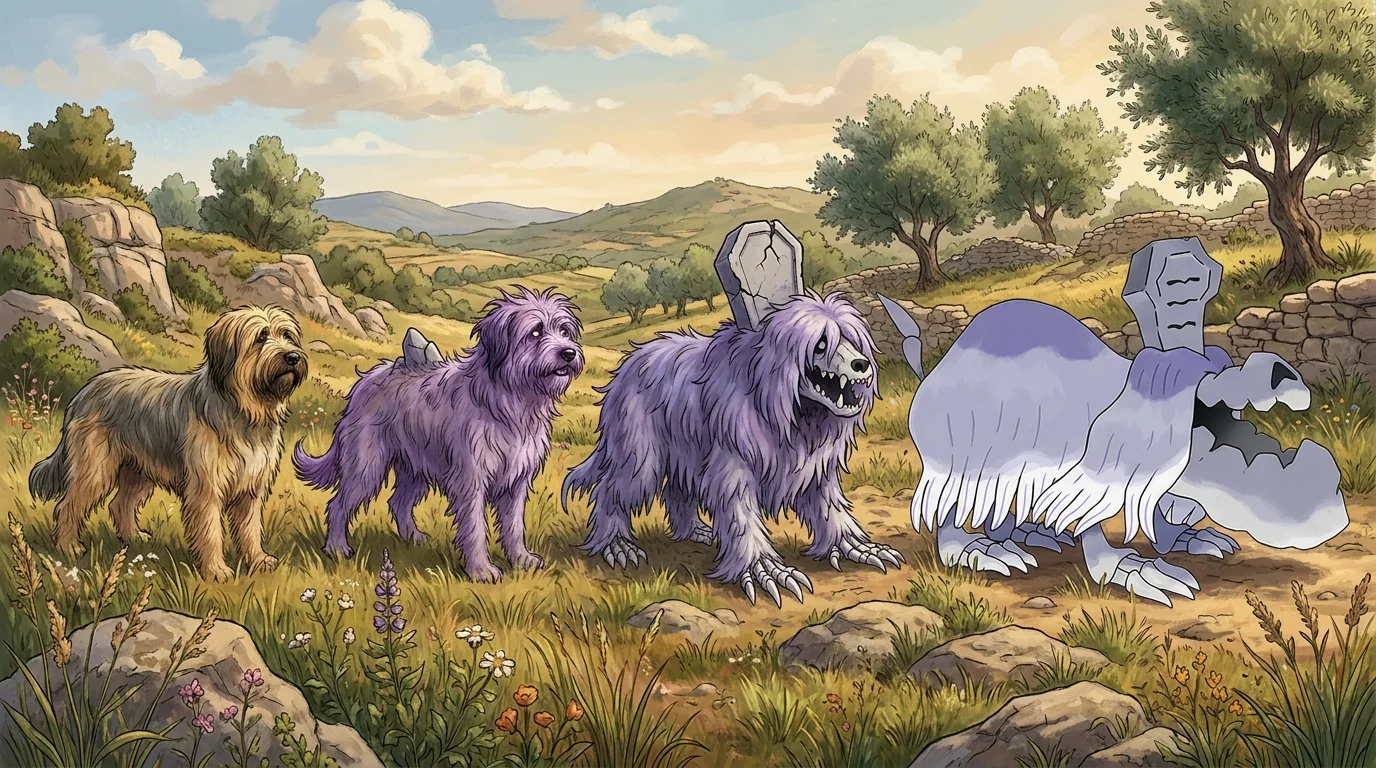 A catalan sheepdog turning into Houndstone