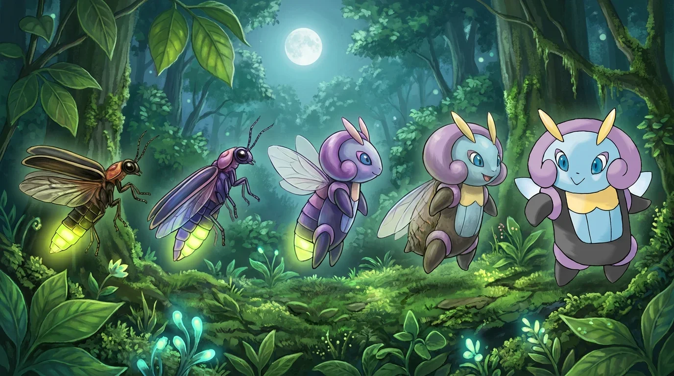 A adult firefly turning into Illumise