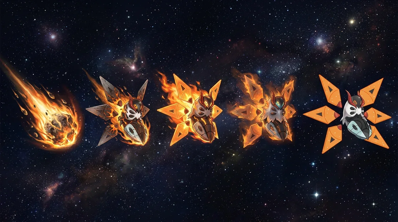 A fireball meteor turning into Iron Moth