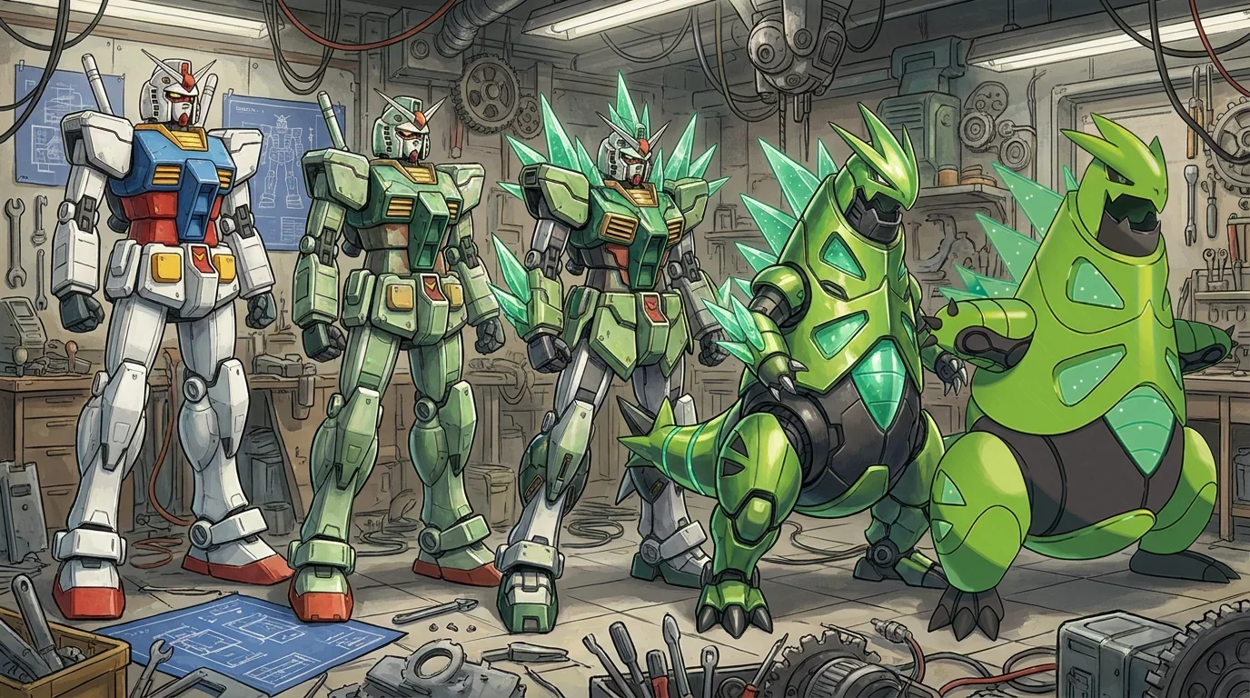 A life size gundam statue turning into Iron Thorns