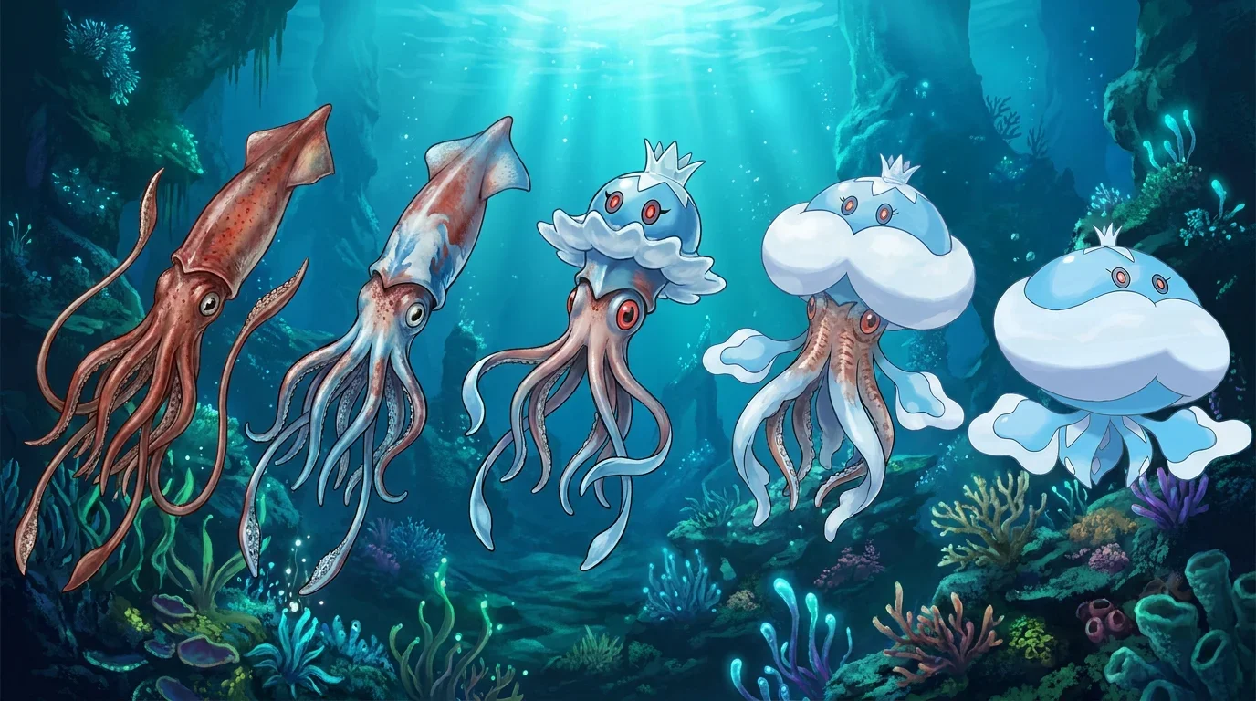 A giant squid turning into Jellicent