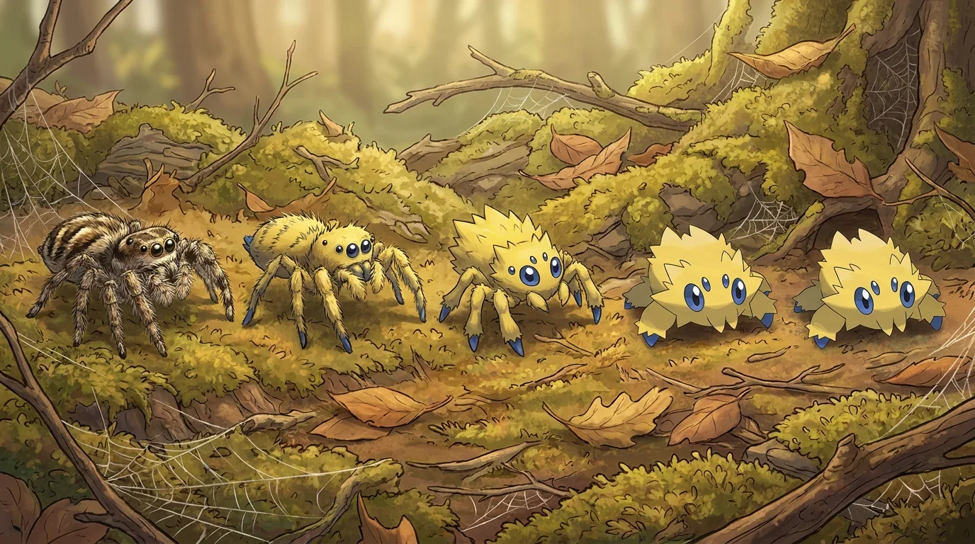 A jumping spider turning into Joltik