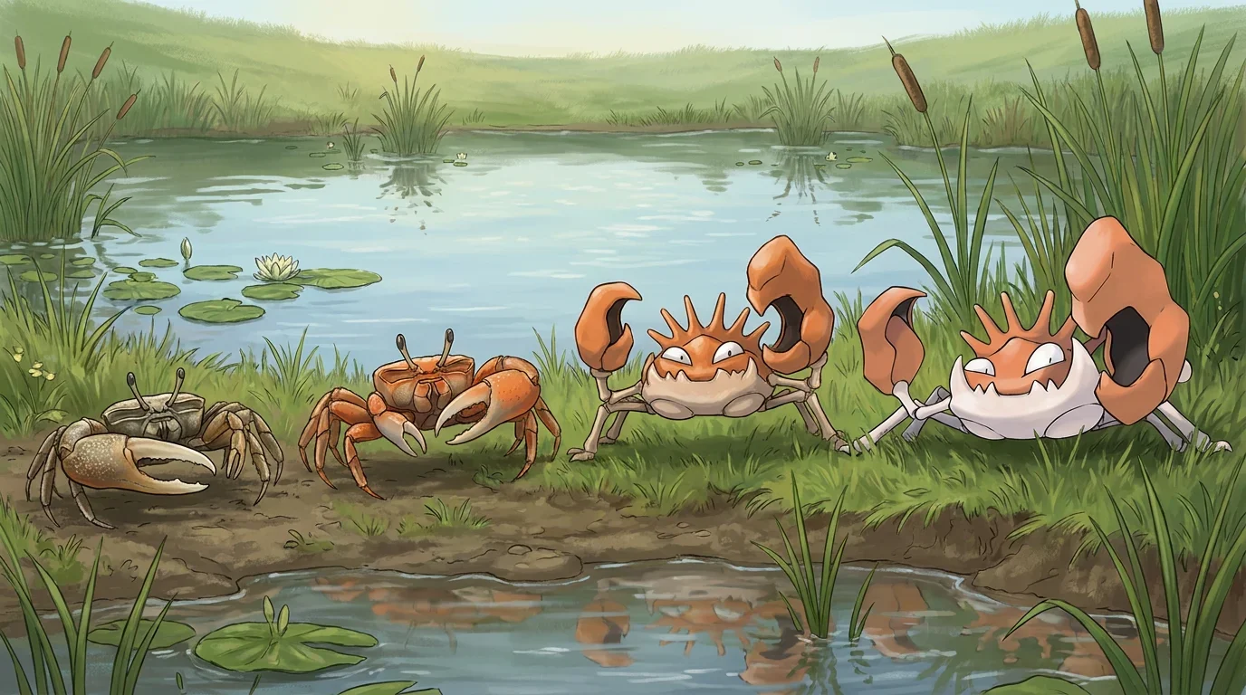 A fiddler crab turning into Kingler