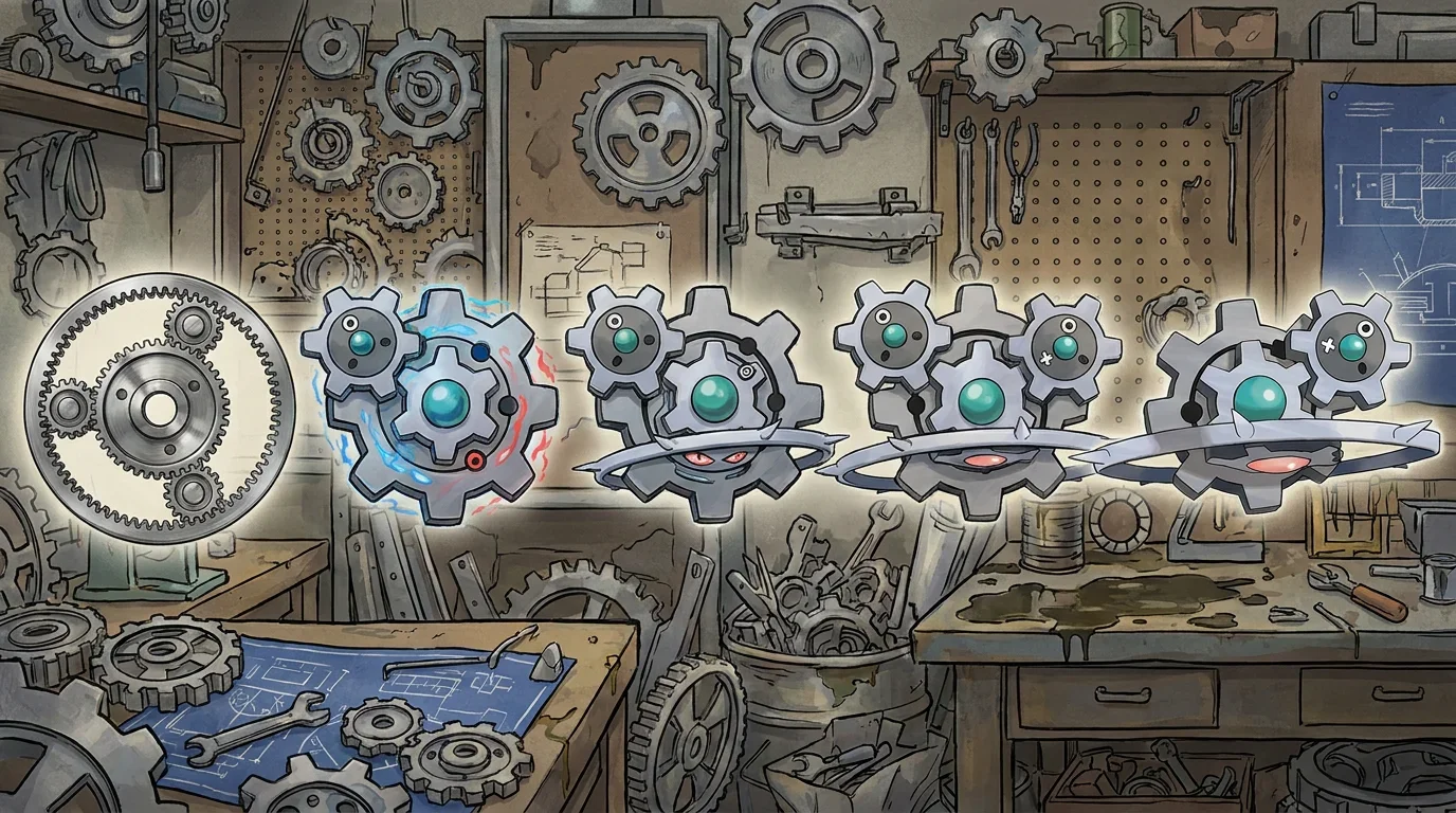 A steel planetary gear set turning into Klinklang