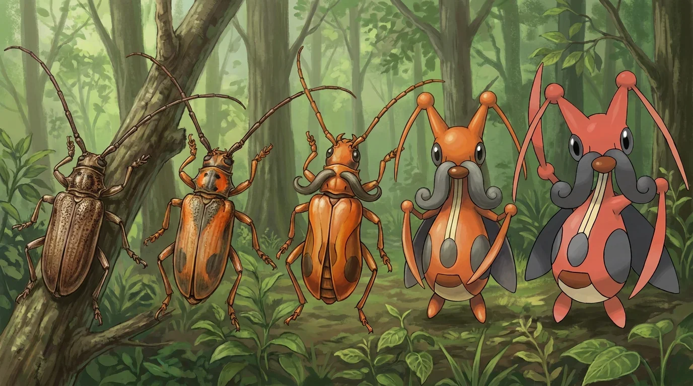 A adult longhorn beetle turning into Kricketune