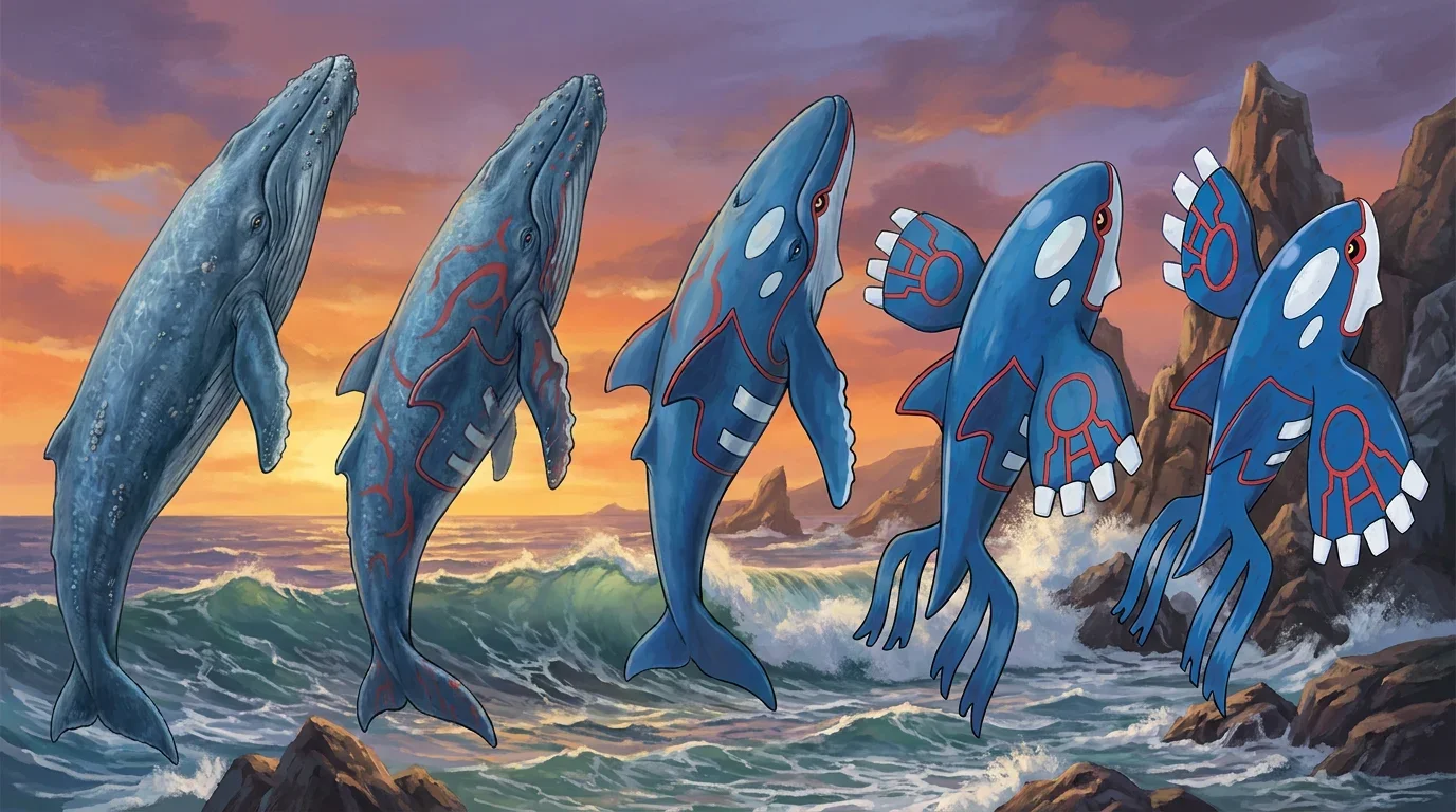 A blue whale turning into Kyogre