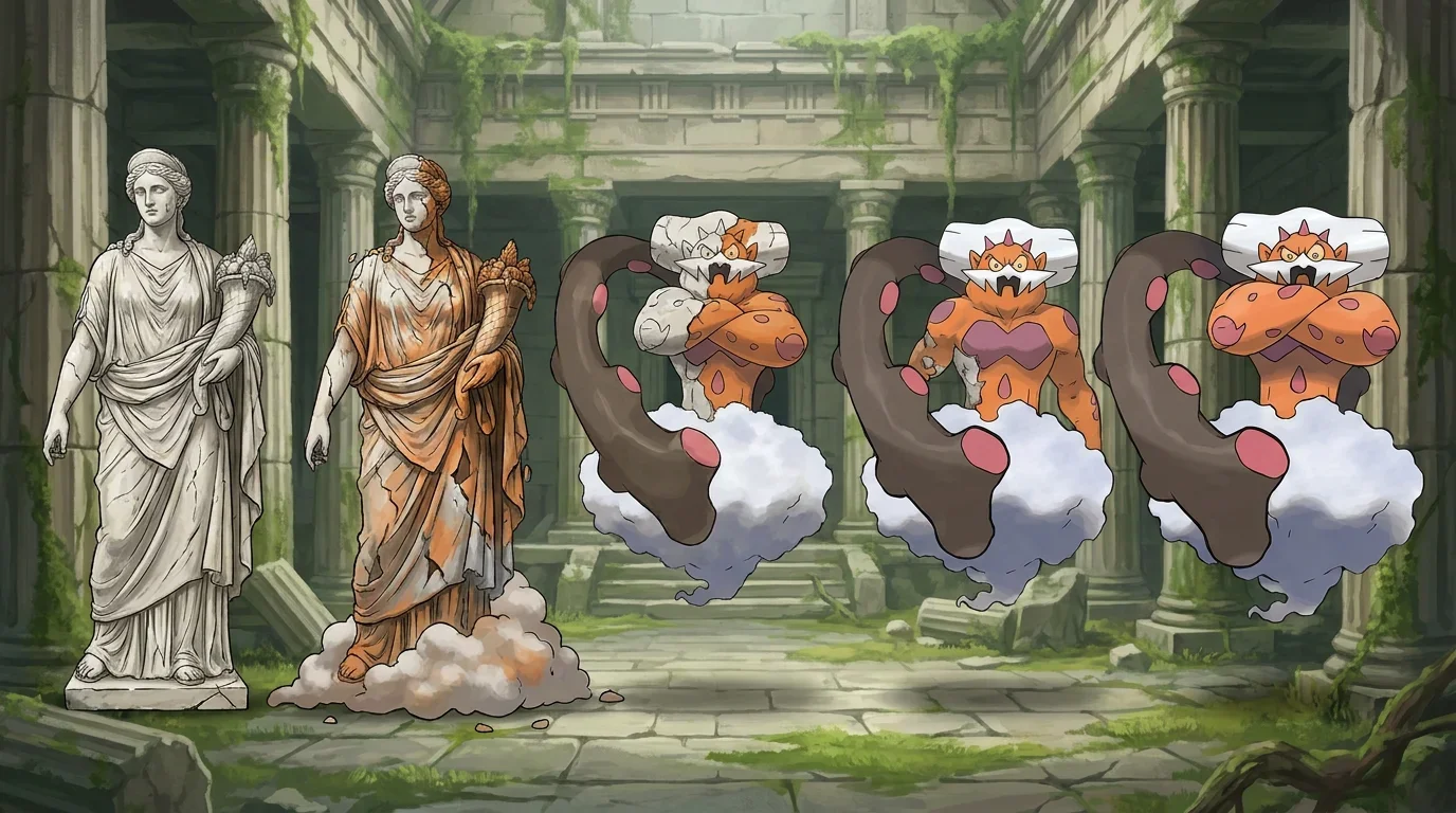A marble statue of demeter turning into Landorus