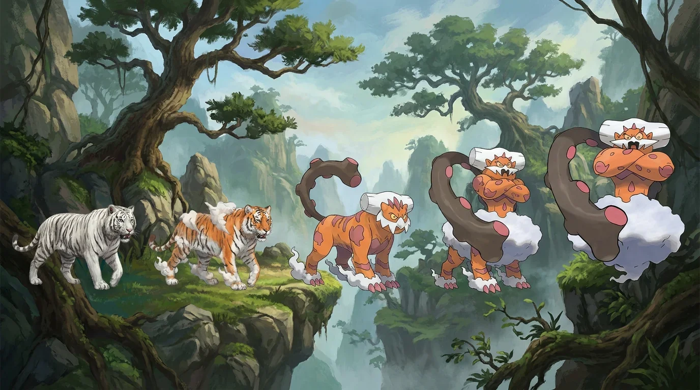 A white tiger turning into Landorus