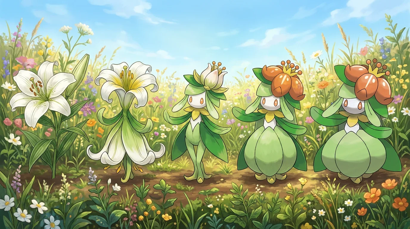 A white lily flower turning into Lilligant