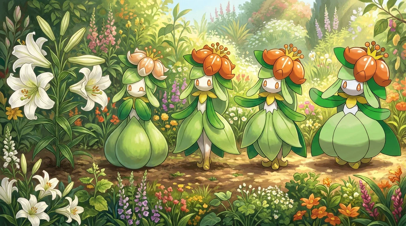 A white lily plant turning into Lilligant