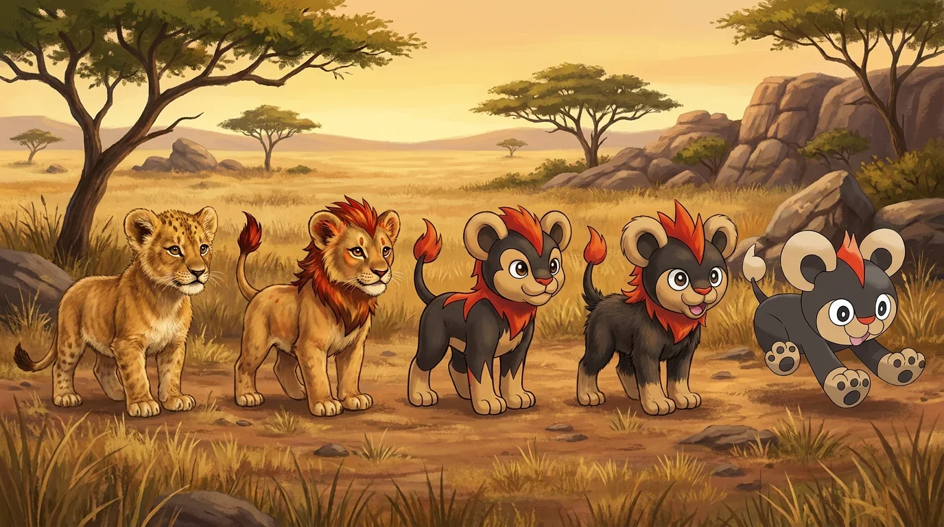 A lion cub turning into Litleo