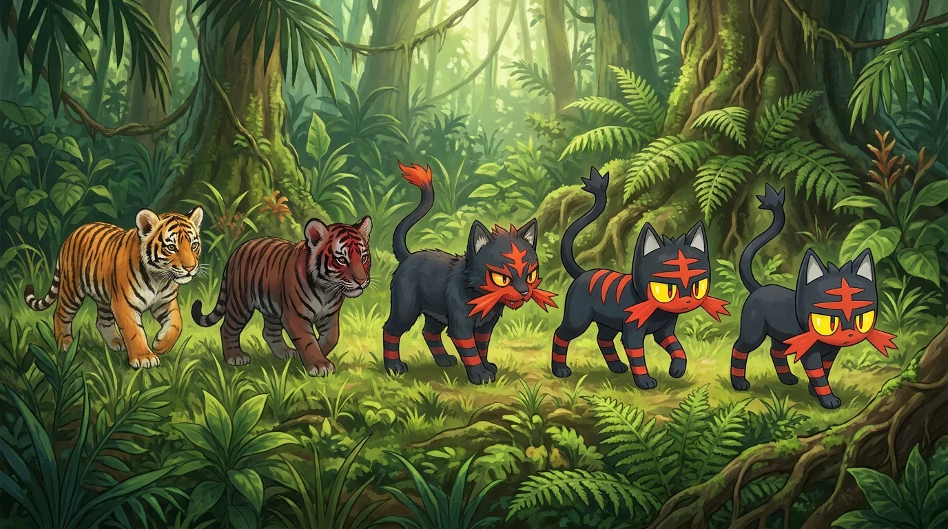A tiger cub turning into Litten