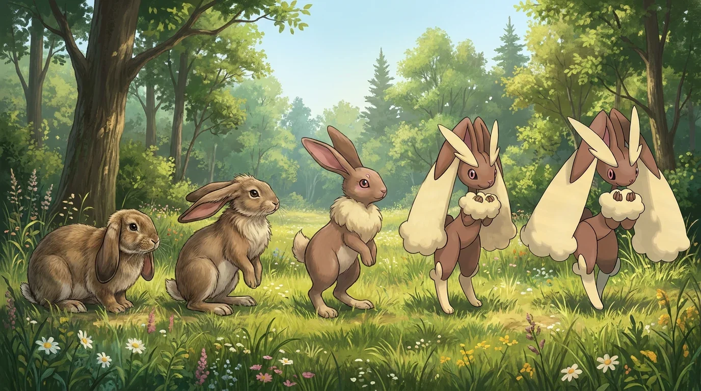 A lop rabbit turning into Lopunny