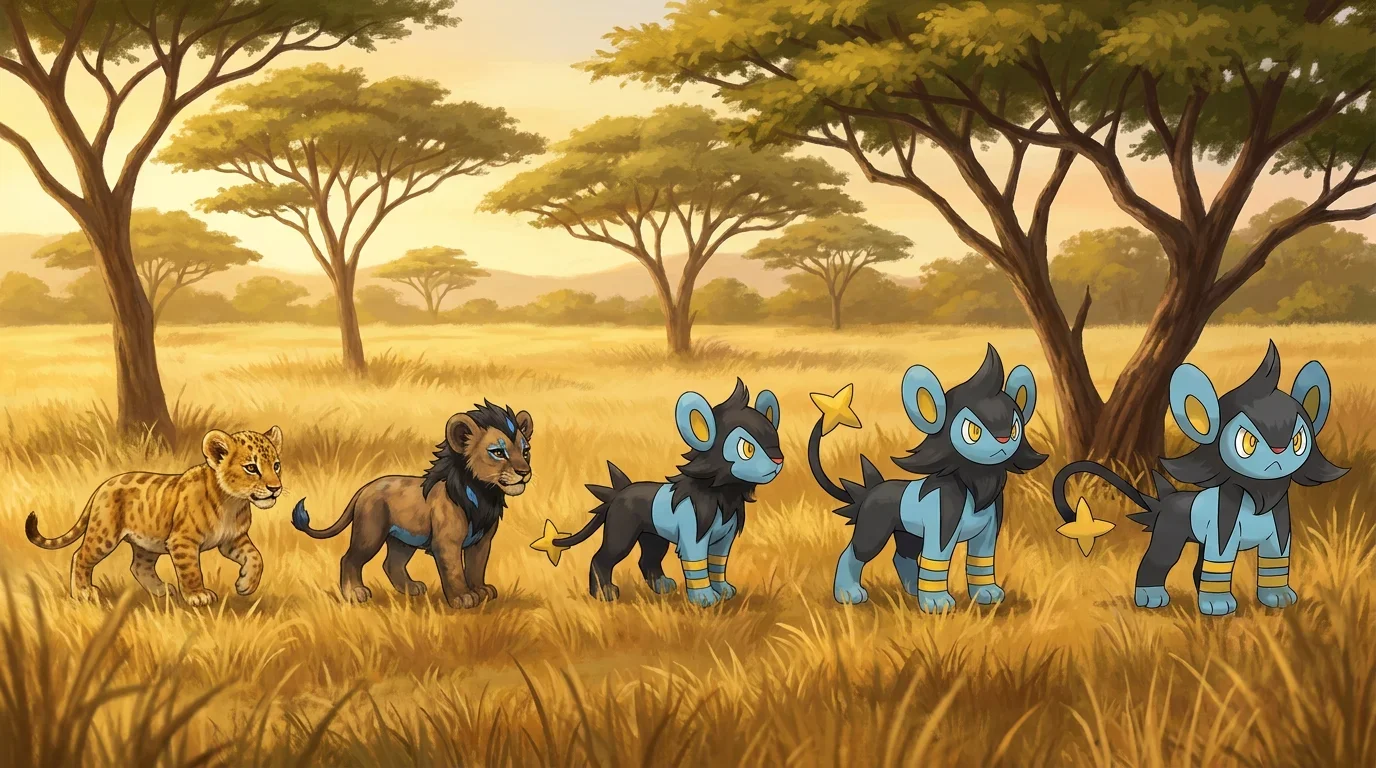 A lion cub turning into Luxio