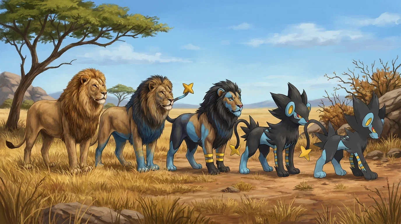 A african lion turning into Luxray