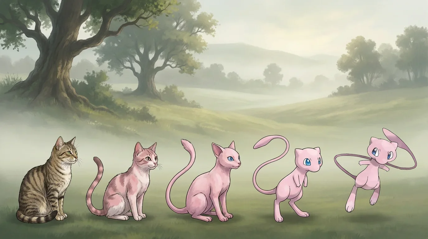 A domestic cat turning into Mew