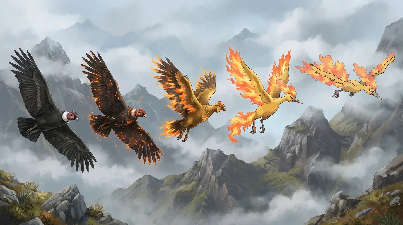 A andean condor turning into Moltres