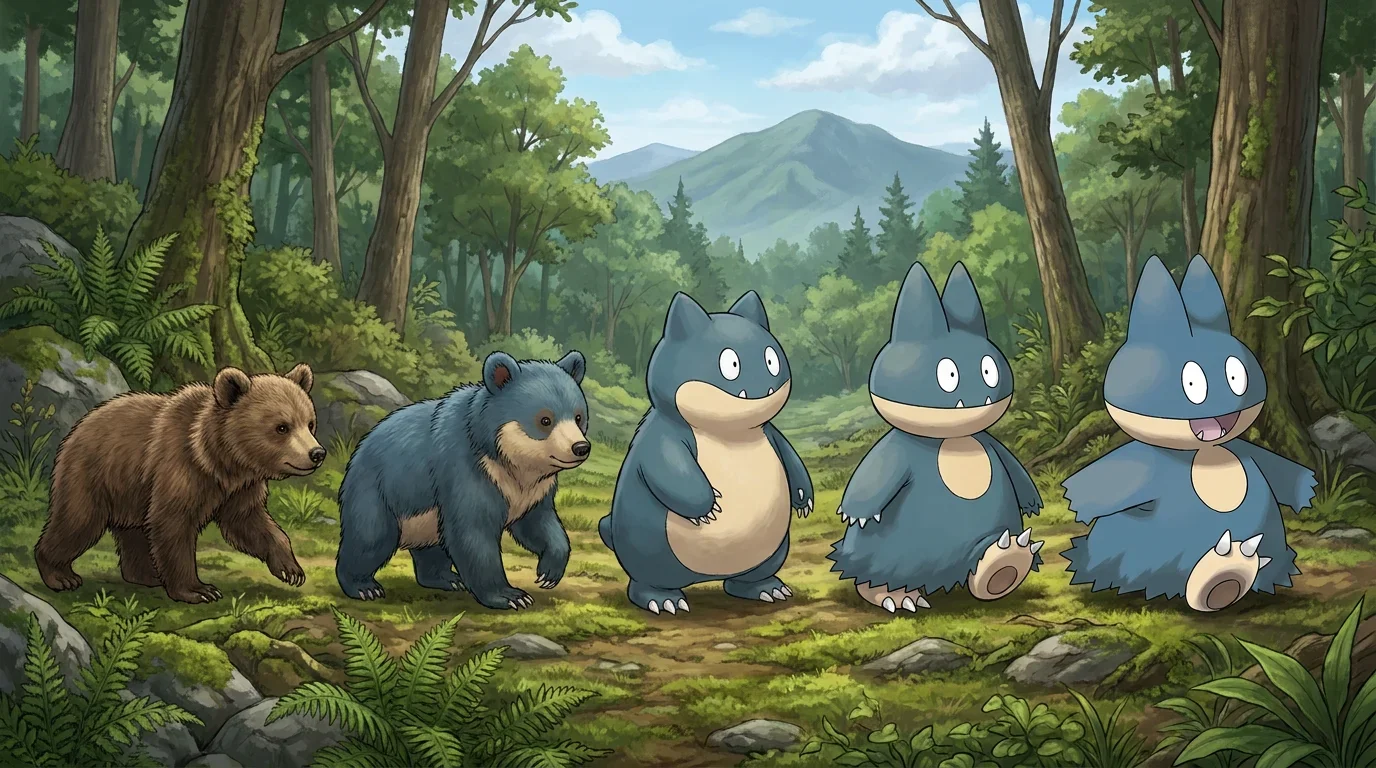 A bear cub turning into Munchlax
