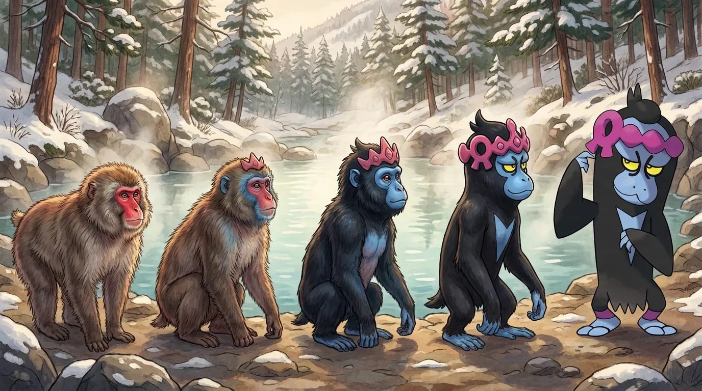 A japanese macaque turning into Munkidori