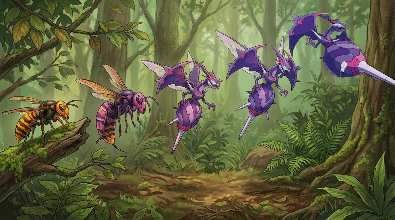 A asian giant hornet turning into Naganadel