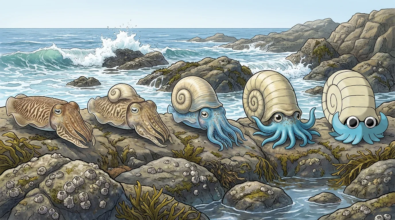 A young common cuttlefish turning into Omanyte
