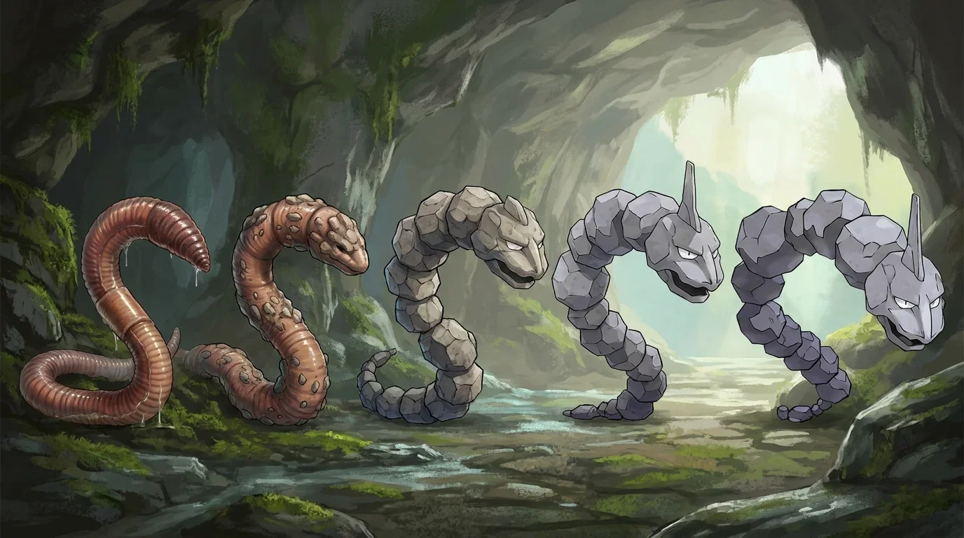 A giant earthworm turning into Onix