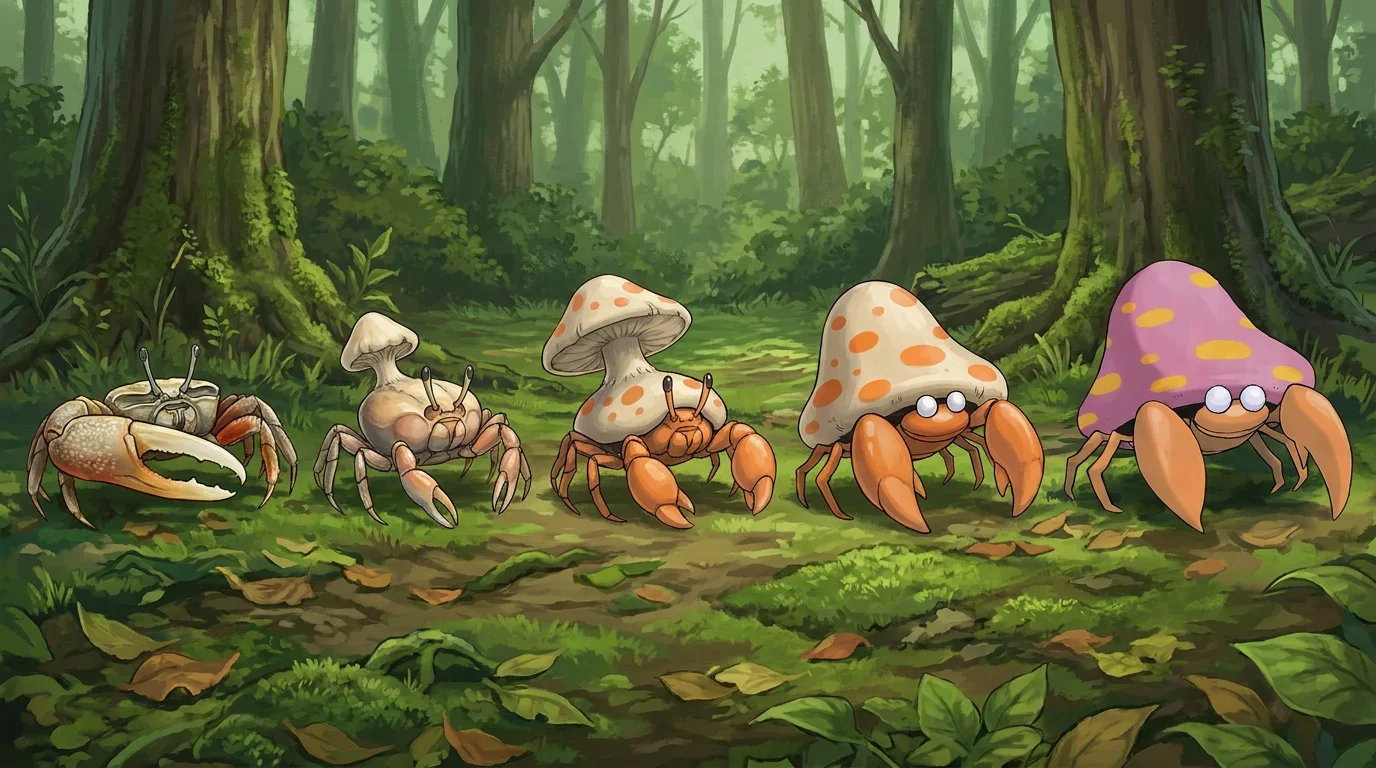 A fiddler crab turning into Parasect