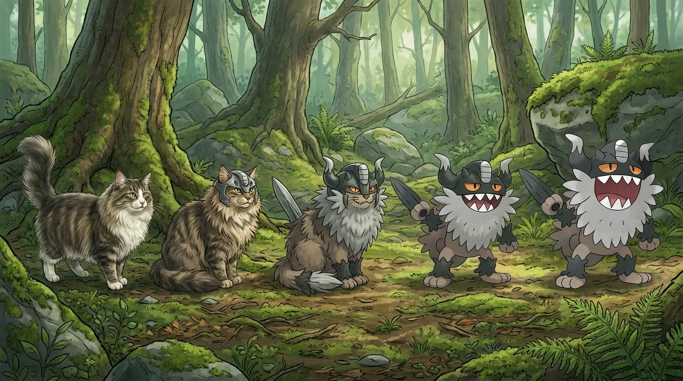A norwegian forest cat turning into Perrserker