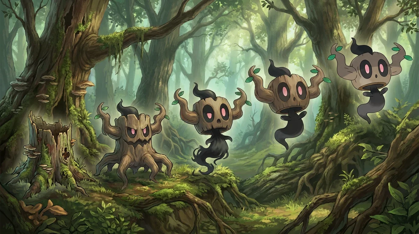 A rotting tree stump turning into Phantump