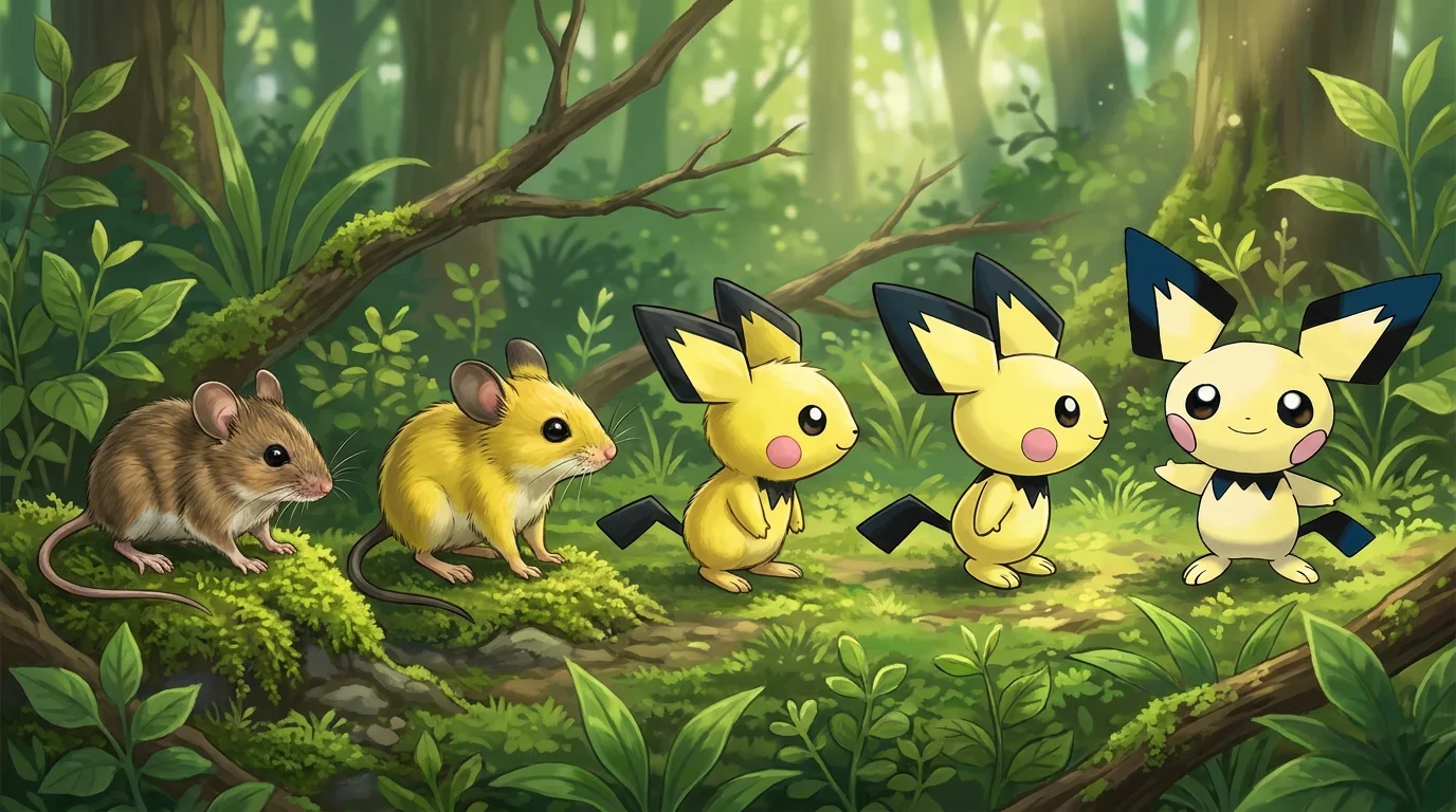 A house mouse pup turning into Pichu