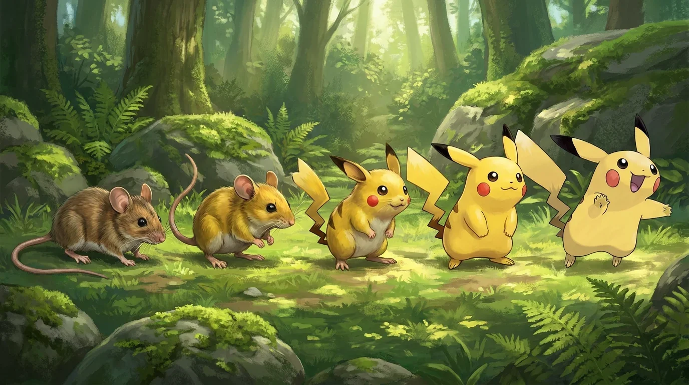 A house mouse turning into Pikachu