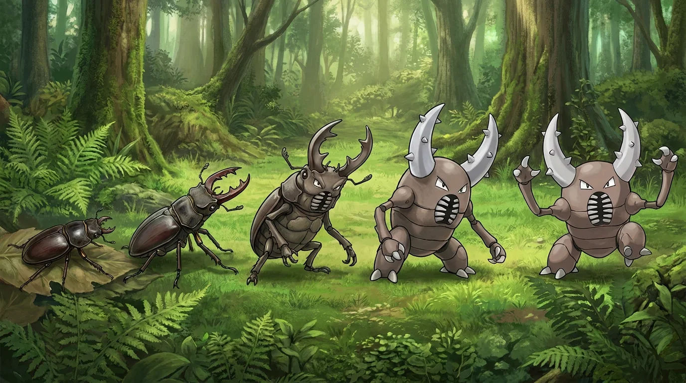 A young stag beetle turning into Pinsir