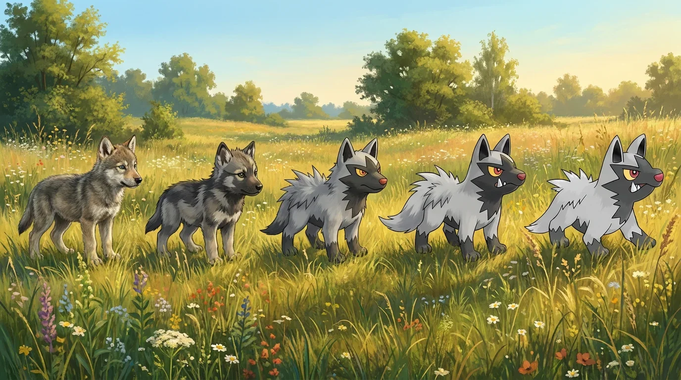 A wolf pup turning into Poochyena
