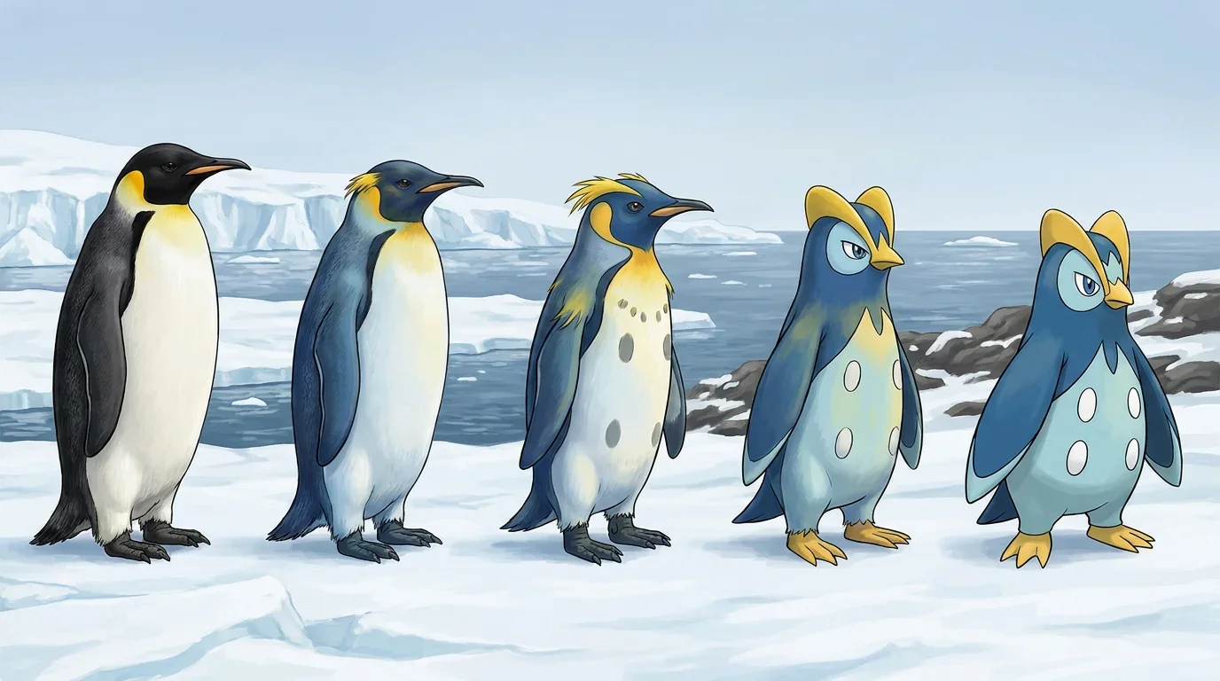 A emperor penguin turning into Prinplup