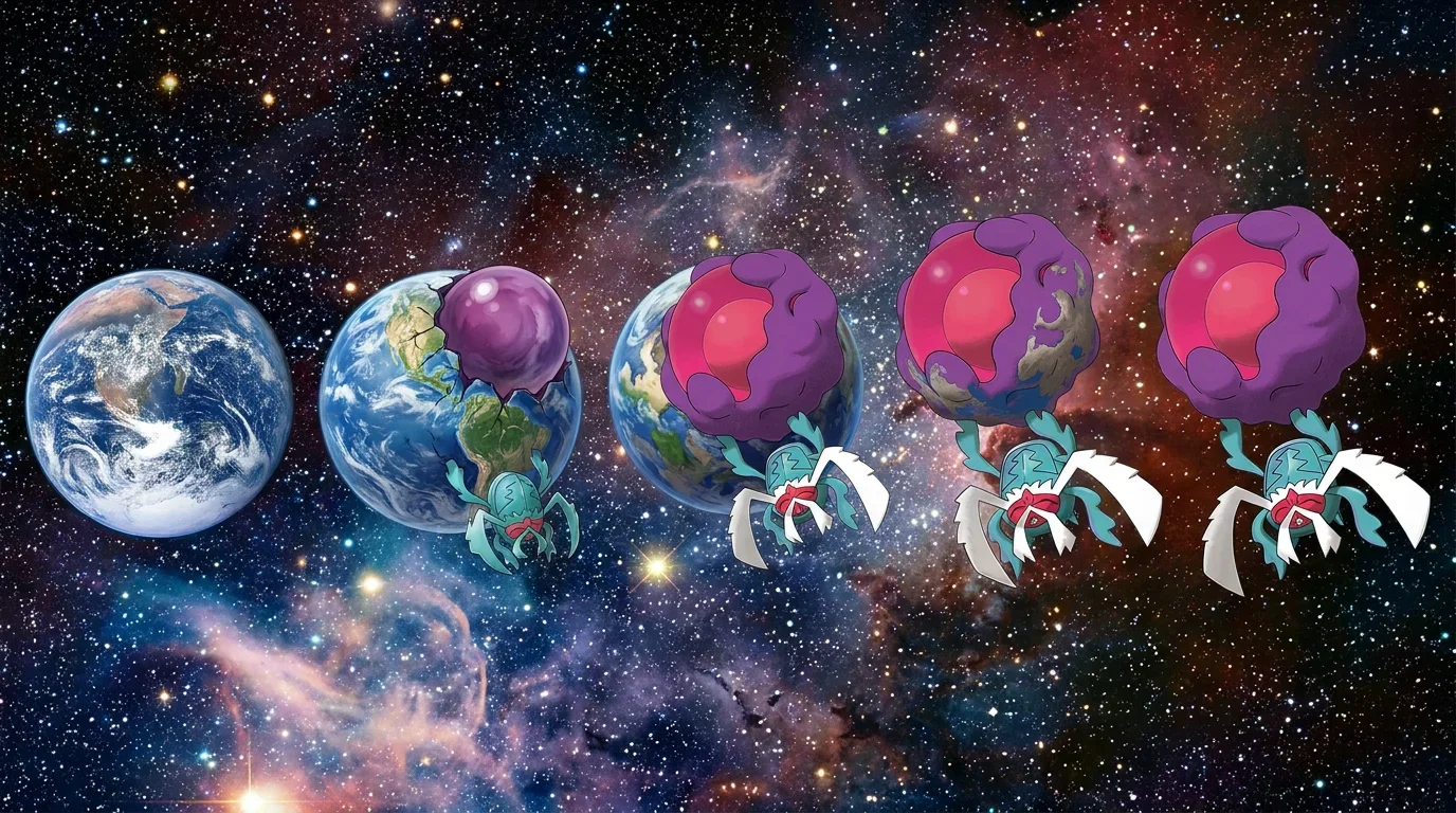 A blue planet earth turning into Rabsca