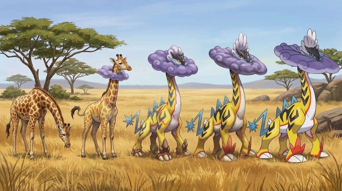 A young giraffe turning into Raging Bolt