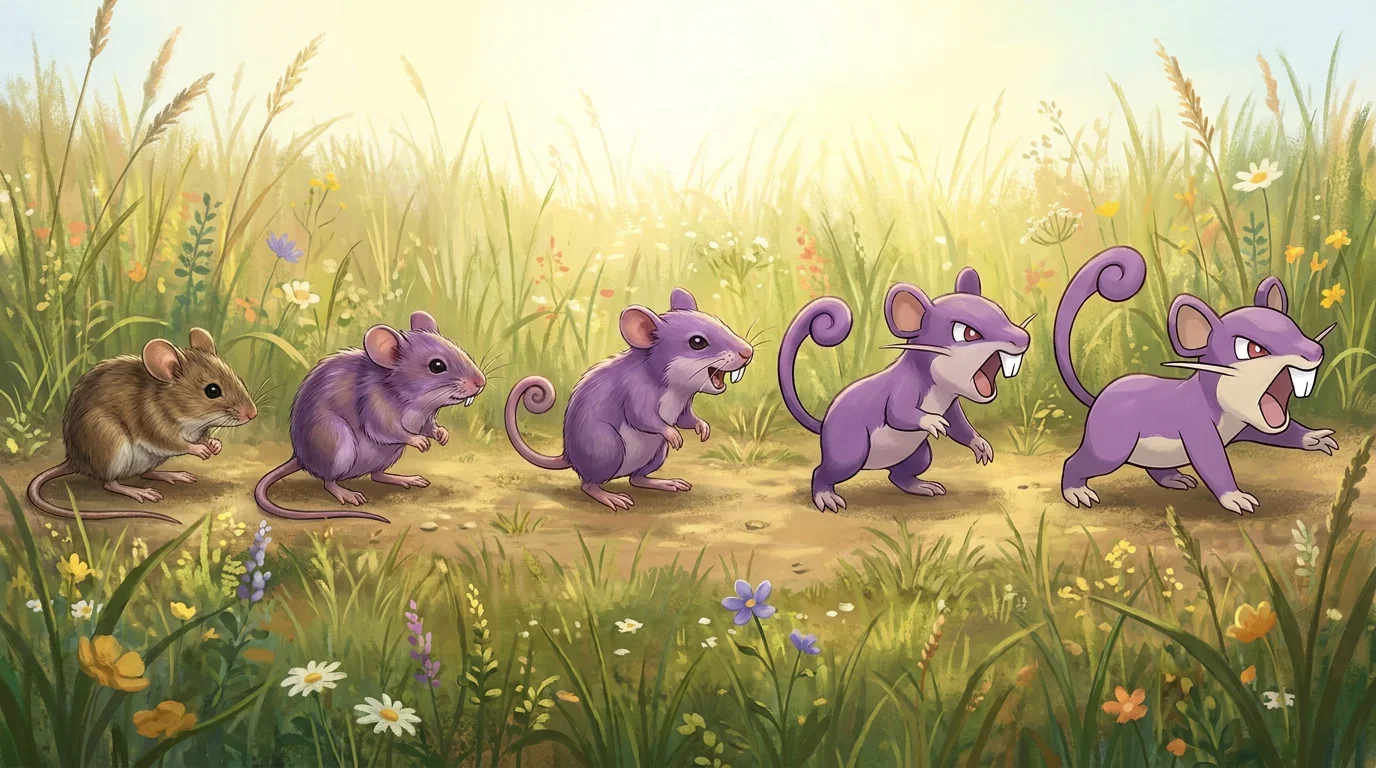 A house mouse pup turning into Rattata